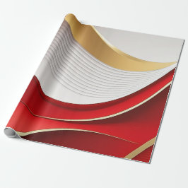 Gold Red White Wavy Muster Wrapping Paper Geschenkpapier