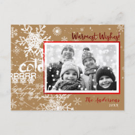 Gold & Red Winter Warmes wünscht Urlaub Modernes F Feiertagspostkarte