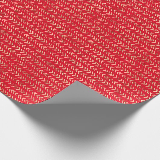 Gold Red Zickzack Pattern Geschenkpapier (Ecke)