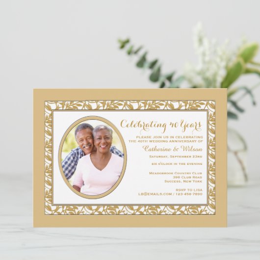 Gold Reflection Foto Einladung (Stehend Vorderseite)