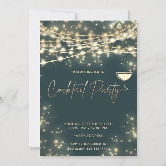 Gold-Reihe beleuchtet Corporate Cocktail Party Einladung (Vorderseite)