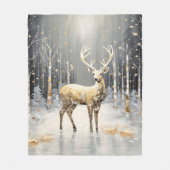 Gold Reindeer Holiday Fleece Blanket (Vorderseite)