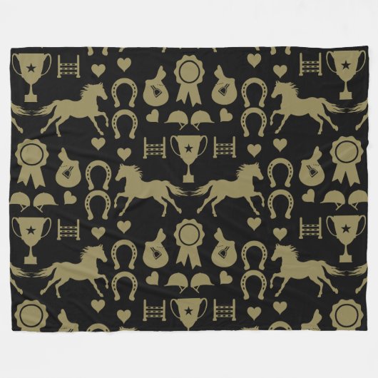 Gold Reiten Fleecedecke (Vorderseite (Horizontal))