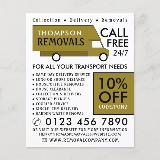Gold Removal Van, Removal Company Werbung Flyer (Vorne)
