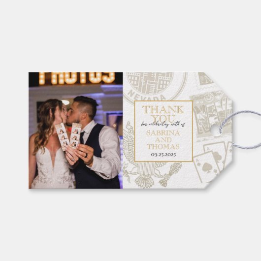 Gold Reno Wedding Foto Geschenkanhänger (Vorderseite (Horizontal))