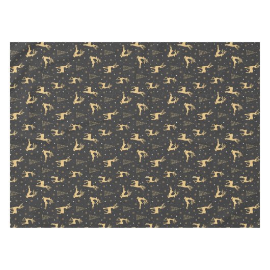 Gold Rentier Christmas Tablecloth Tischdecke (Vorderseite (Horizontal))