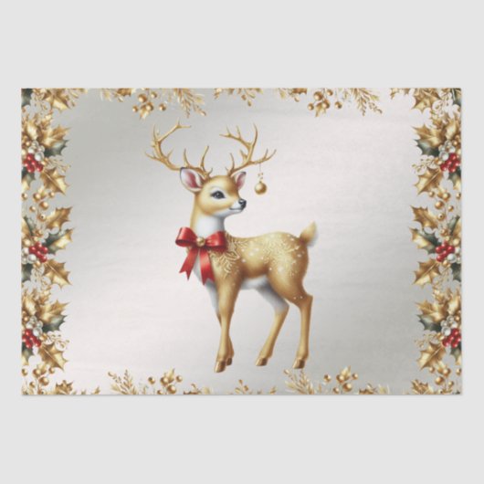 Gold Rentier Holiday Tissue Paper Seidenpapier (Vorderseite)