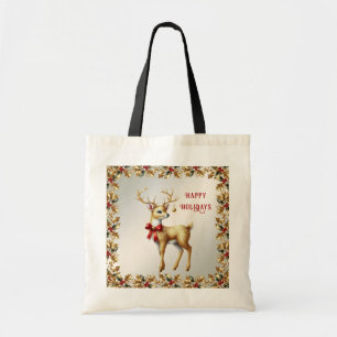 Gold Rentier Holiday Tote Bag Tragetasche