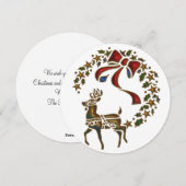 Gold Rentier Radiation Round Christmas Feiertagskarte (Vorne/Hinten)