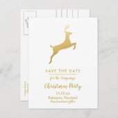 Gold Rentier Weihnachten | Winterfeier Ankündigungspostkarte (Vorne/Hinten)