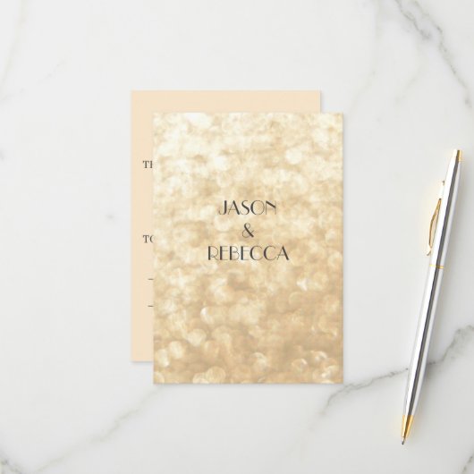 Gold Response Card auf Einladung zur Hochzeit (Vorderseite/Rückseite Beispiel)