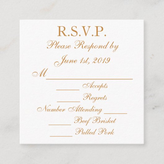 Gold Response RSVP-Karten Begleitkarte (Vorderseite)