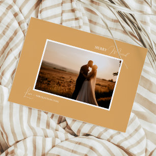 Gold Retro Boho Minimalistisch Merry Verheiratetes Feiertagskarte
