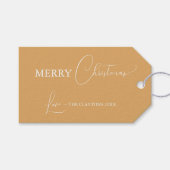 Gold Retro Boho Minimalistisch Weihnachten Geschenkanhänger (Vorderseite (Horizontal))