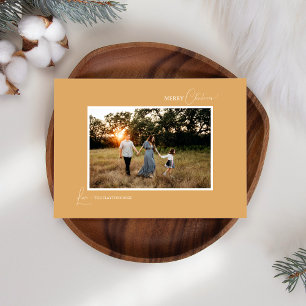 Gold Retro Boho Minimalistisches Foto und Letter Feiertagskarte