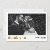 Gold Retro Bold Typografy Foto Wedding Dankeskarte (Vorderseite)