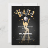 Gold Retro Boogie 60. Geburtstagsfeier Einladung (Vorderseite)