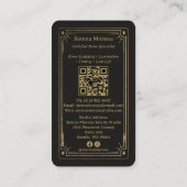 Gold Retro Celestial Tarot Brow Artist QR Code Visitenkarte (Rückseite)