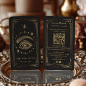 Gold Retro Celestial Tarot Brow Artist QR Code Visitenkarte