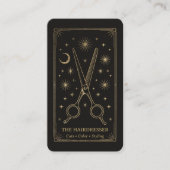 Gold Retro Celestial Tarot Friseur QR Code Visitenkarte (Vorderseite)