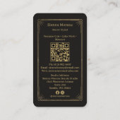 Gold Retro Celestial Tarot Friseur QR Code Visitenkarte (Rückseite)