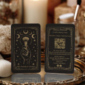 Gold Retro Celestial Tarot Makeup QR Code Visitenkarte