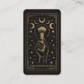 Gold Retro Celestial Tarot Makeup QR Code Visitenkarte (Vorderseite)