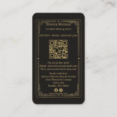 Gold Retro Celestial Tarot Makeup QR Code Visitenkarte (Rückseite)