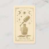 Gold Retro Celestial Tarot Nageldesigner QR Code Visitenkarte (Vorderseite)