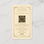 Gold Retro Celestial Tarot Nageldesigner QR Code Visitenkarte (Rückseite)