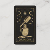 Gold Retro Celestial Tarot Nagelkünstler QR Code Visitenkarte (Vorderseite)