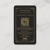 Gold Retro Celestial Tarot Nagelkünstler QR Code Visitenkarte (Rückseite)
