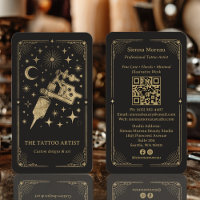 Gold Retro Celestial Tarot Tattoo Künstler QR