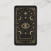 Gold Retro Celestial Tarot Wimpernstylist QR Code Visitenkarte (Vorderseite)