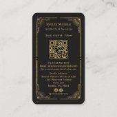 Gold Retro Celestial Tarot Wimpernstylist QR Code Visitenkarte (Rückseite)