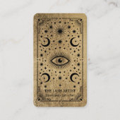Gold Retro Celestial Tarot Wimpernstylist QR Code Visitenkarte (Vorderseite)