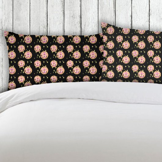 Gold Retro Disco Ball Mirrorball Black Kissenbezug