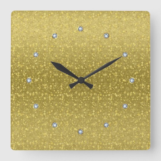 Gold Retro Glitzer und Glitzern 2 Quadratische Wanduhr (Vorderseite)
