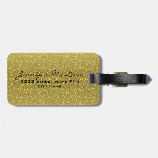 Gold Retro Glitzer und Glitzern Gepäckanhänger (Rückseite horizontal)