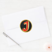 GOLD RETRO MONOGRAM LETTER J RUNDER AUFKLEBER (Umschlag)