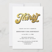 Gold Retro Script Black White 30th Birthday Party Einladung (Vorderseite)