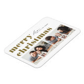 Gold Retro Typografie Frohe Weihnachten Zwei Foto Magnet (Linke Seite)