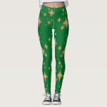 Gold Retro Weihnachtssterne auf Grün Leggings<br><div class="desc">Retro Weihnachtssterne auf hellgrünem Hintergrund geben diesen Leggings einen festlichen Look! Schöne,  sicher Ihr Favorit in dieser Feriensaison!</div>