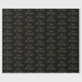 Gold-Rett-the-Date-Kalligrafie-Muster auf Schwarz Geschenkpapier (Flach)