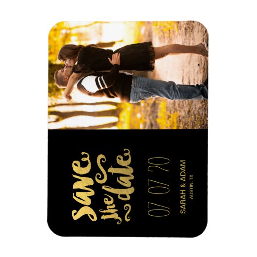 Gold Rette unser Datum | Datum speichern Magnet (Vertikal)