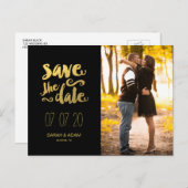 Gold Rette unser Datum | Save the Date Postkarte (Vorne/Hinten)