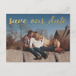 Gold Rette unsere Date Foto Overlay-Postkarte Ankündigungspostkarte