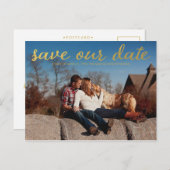 Gold Rette unsere Date Foto Overlay-Postkarte Ankündigungspostkarte (Vorne/Hinten)