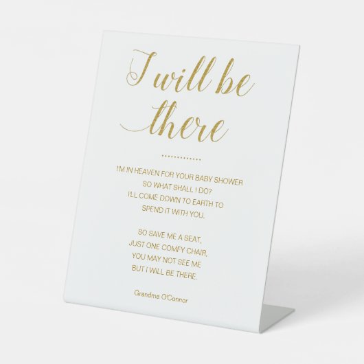 Gold Rettete mir einen Platz mit Name Memorial Bab Sockelschild (Vorderseite)