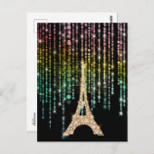 Gold Rhinestones Eiffel Tower Postkarte (Vorne/Hinten)